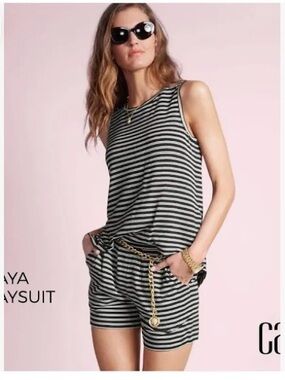 CAbi Playa Playsuit. Black and White  Spring 2018 SZ XL